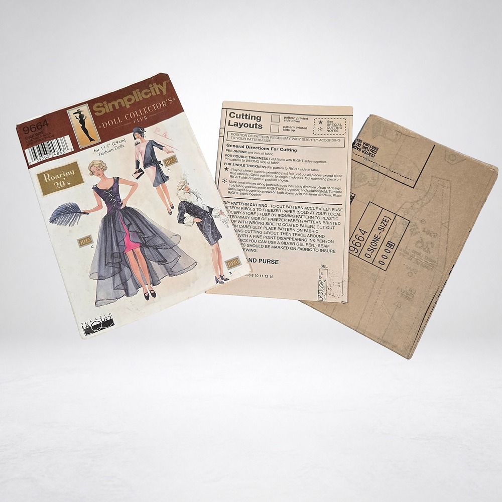 Simplicity Sewing Pattern 9664 Fashion Doll OS Multi Excellent Roaring 20s Uncut